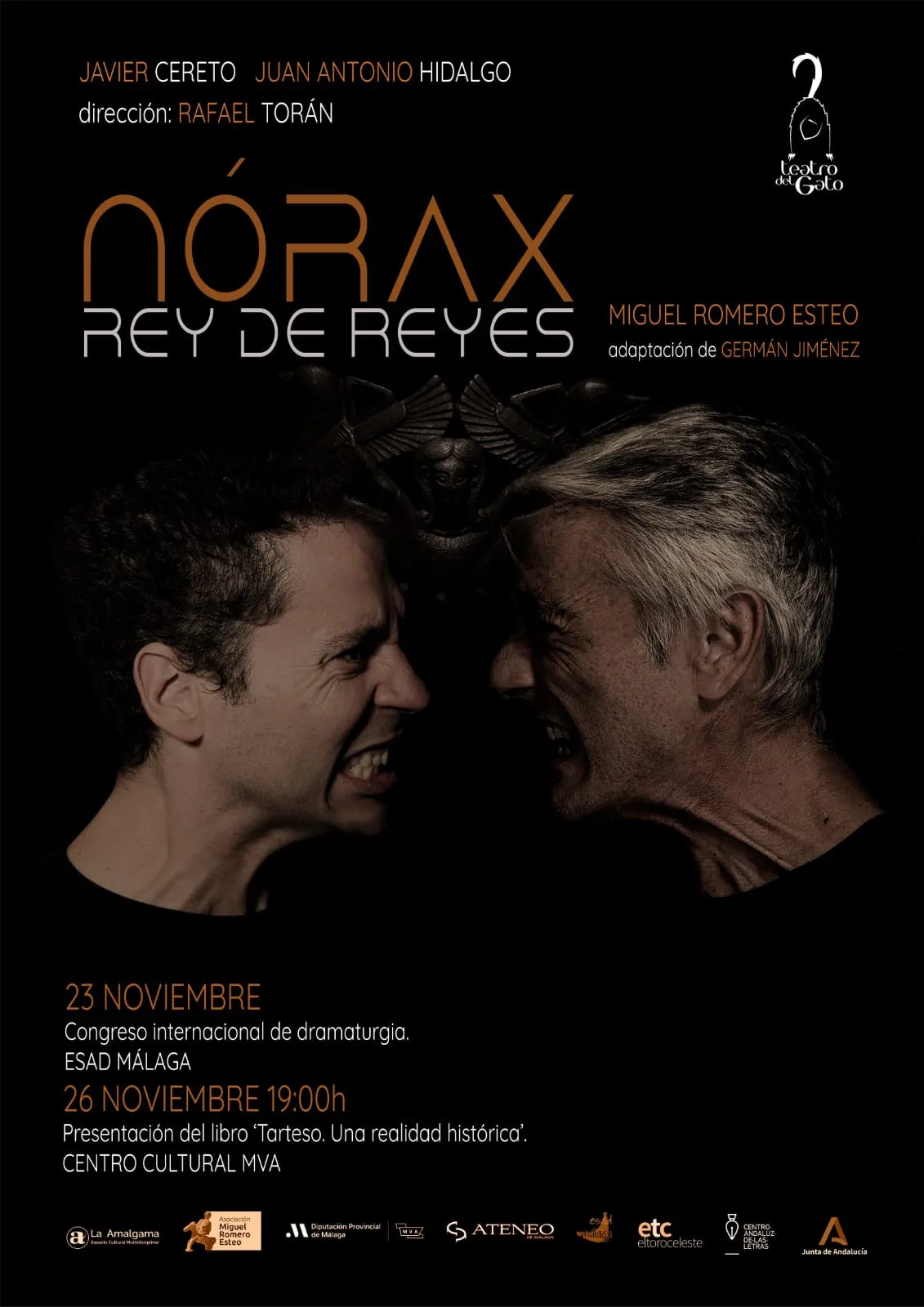 Fragmento de Nórax (2023), obra de Miguel Romero Esteo — fotografía de la producción teatral de Teatro del Gato, compañía de teatro contemporáneo en Málaga